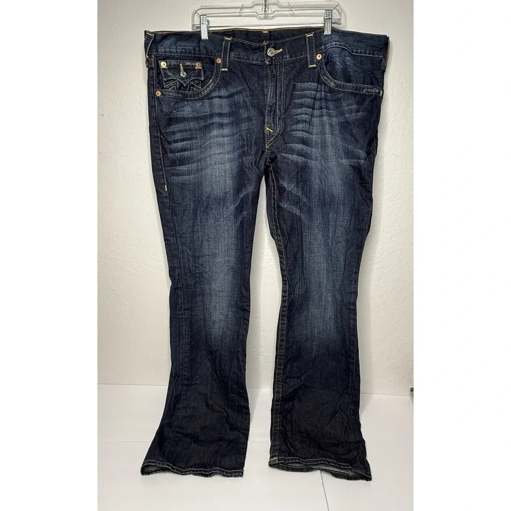 True Religion Jeans Mens Size 44x34 Geno SN Flap Slim‎ Blue Big & Tall Designer